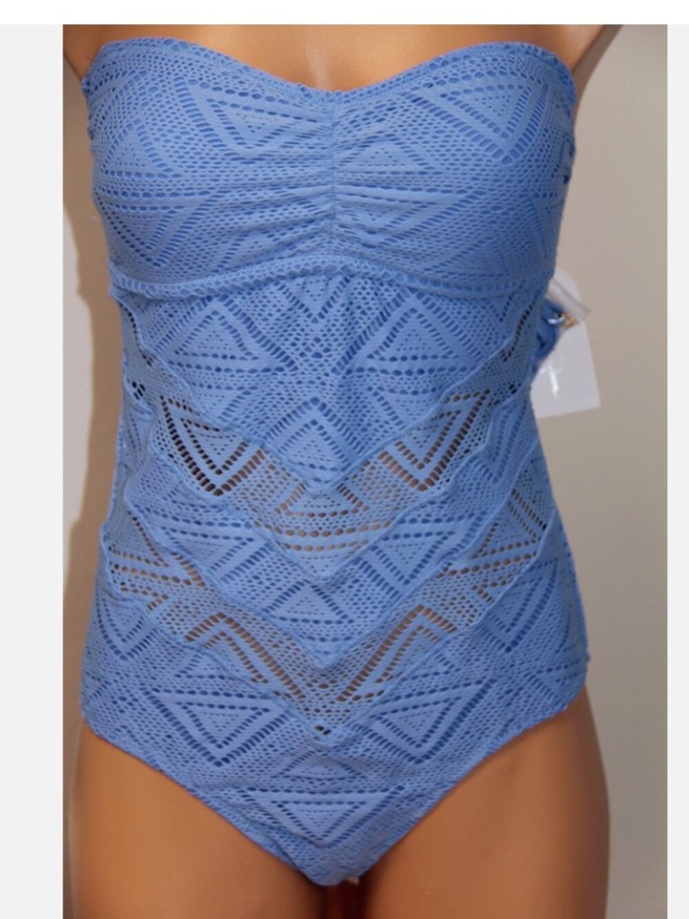 New Jessica Simpson Swimsuit 1 one piece Crochet Sz S Lush Bandeau - Picture 3 of 5